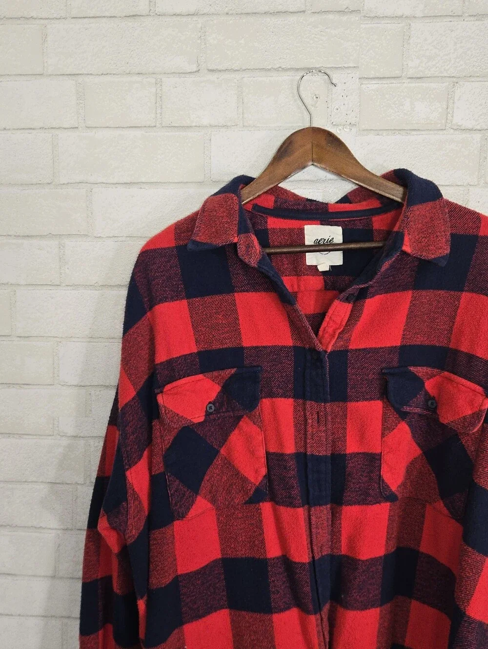 aerie have flannel print Shacket top - Picture 2 of 15